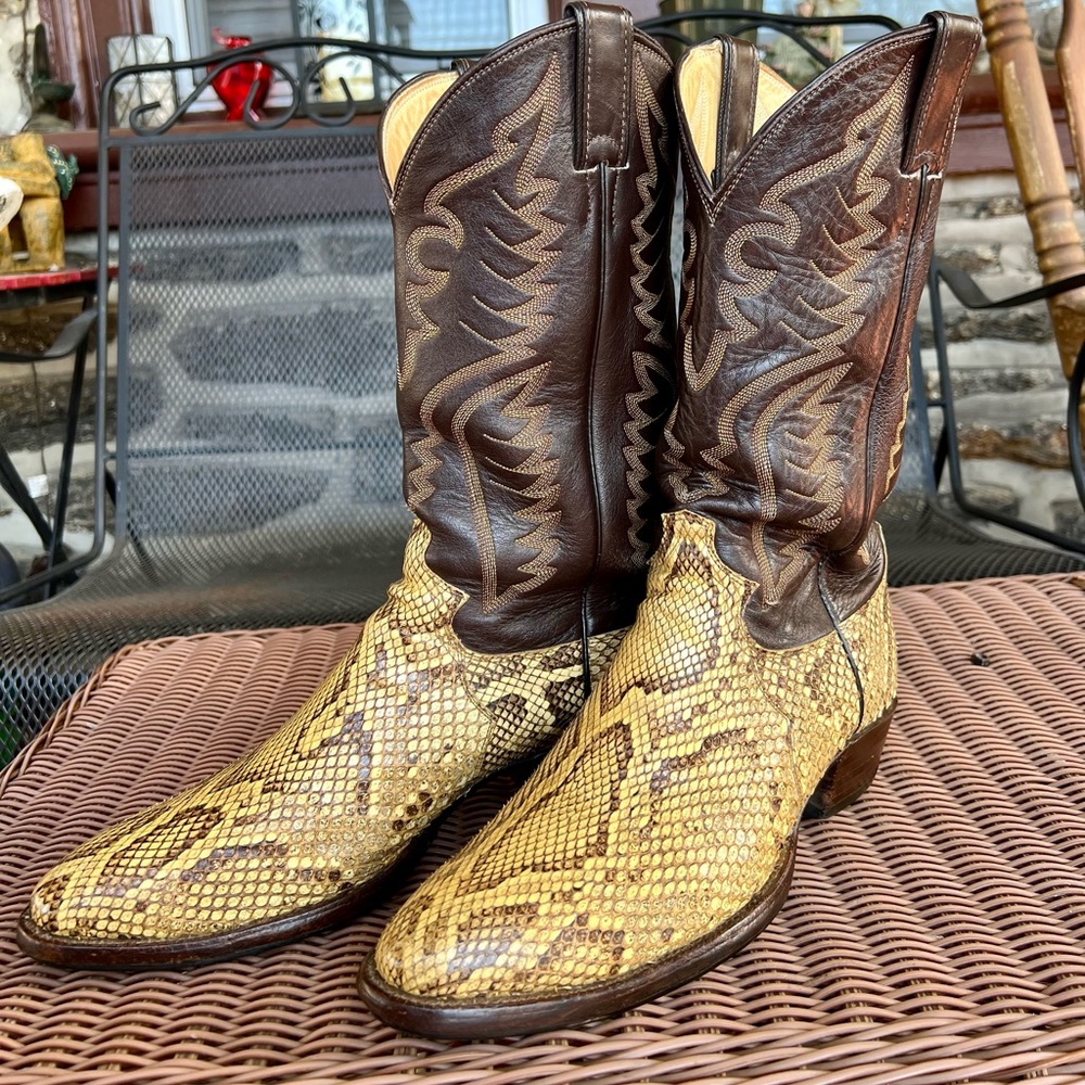SOLD !!! Awesome Justin Exotic Rock Python Boots🤠 - Picture 3 of 11